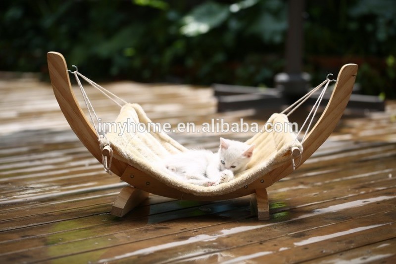 木製フレームが付いている猫ハンモック/キャノピー付き木製ハンモック-ペット用玩具問屋・仕入れ・卸・卸売り