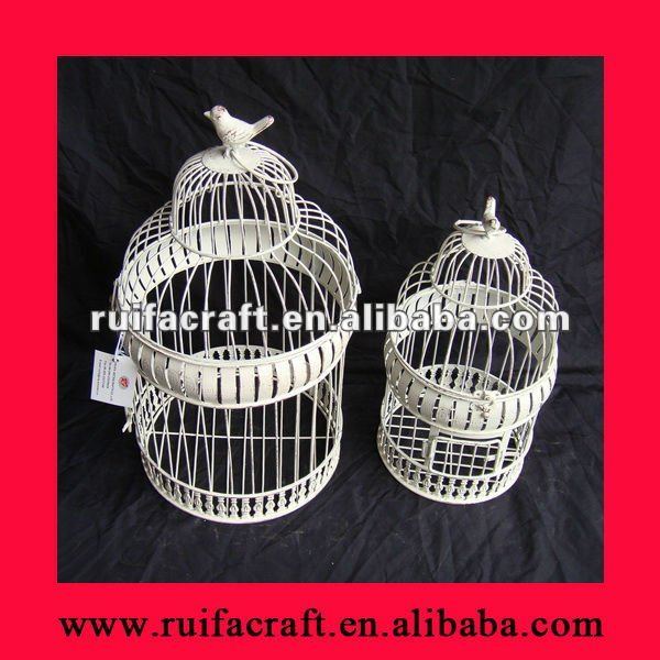 白装飾的なヴィンテージの金属製の鳥かご-ペット檻、キャリヤー、および家問屋・仕入れ・卸・卸売り