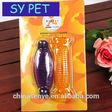 ペット用品犬のおもちゃインストールされた2つ緑色の透明な歯のクリーニング臼歯咬合- 耐性骨チューズ-ペット用玩具問屋・仕入れ・卸・卸売り