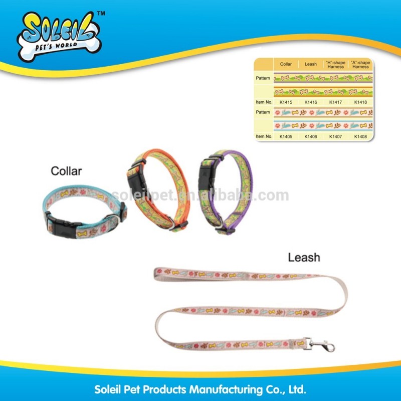 熱い販売のナイロン犬の首輪の綱や色異なるパターンを持つ-首輪、リード問屋・仕入れ・卸・卸売り