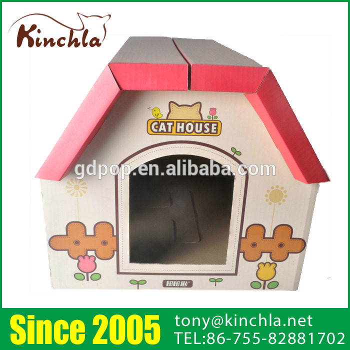 ホット販売猫難問段ボール紙折りたたみ猫ハウス-ペット檻、キャリヤー、および家問屋・仕入れ・卸・卸売り