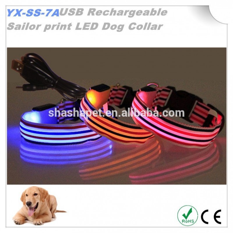 セーラーピンクフロイドプリントusb充電式電動ledを持つ犬の首輪犬の首輪-首輪、リード問屋・仕入れ・卸・卸売り