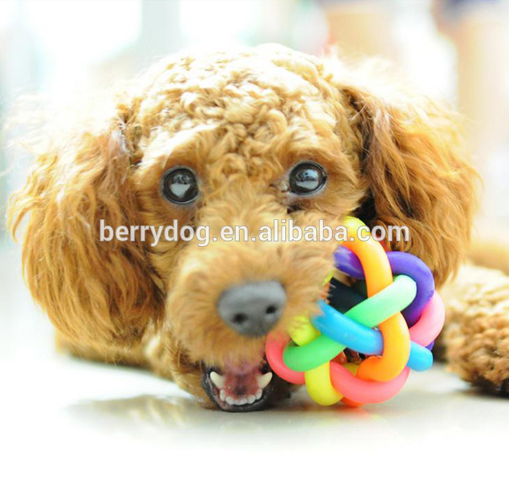 カラフルなソフトニット織りゴム咀嚼犬の鐘の内側に付きボールのおもちゃ-ペット用玩具問屋・仕入れ・卸・卸売り