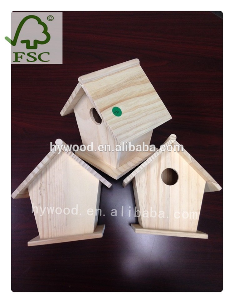 2016小さなchritmasホームモミ庭の装飾カスタム手作り松木材安い新しい未完木製バードハウス卸売-ペット檻、キャリヤー、および家問屋・仕入れ・卸・卸売り