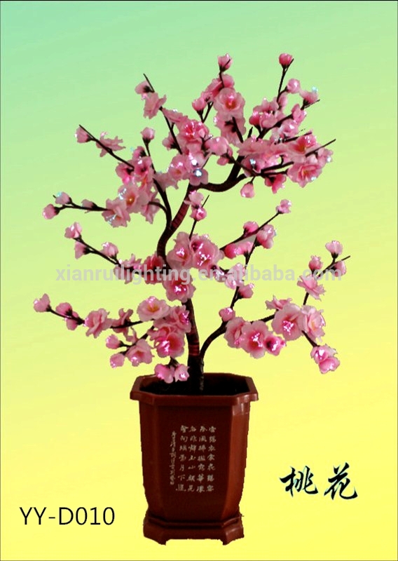 ミニ人工植物、 桃の花ledツリーライト-人工観葉植物問屋・仕入れ・卸・卸売り
