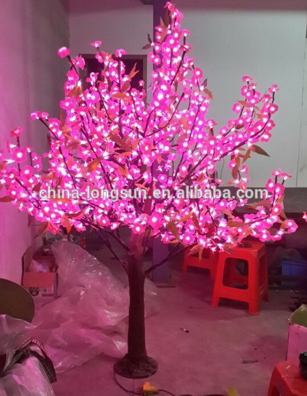 メーカーをカスタマイズするlsws15112553の庭の装飾の人工的な桜の開花ピンクledライトツリー-人工観葉植物問屋・仕入れ・卸・卸売り