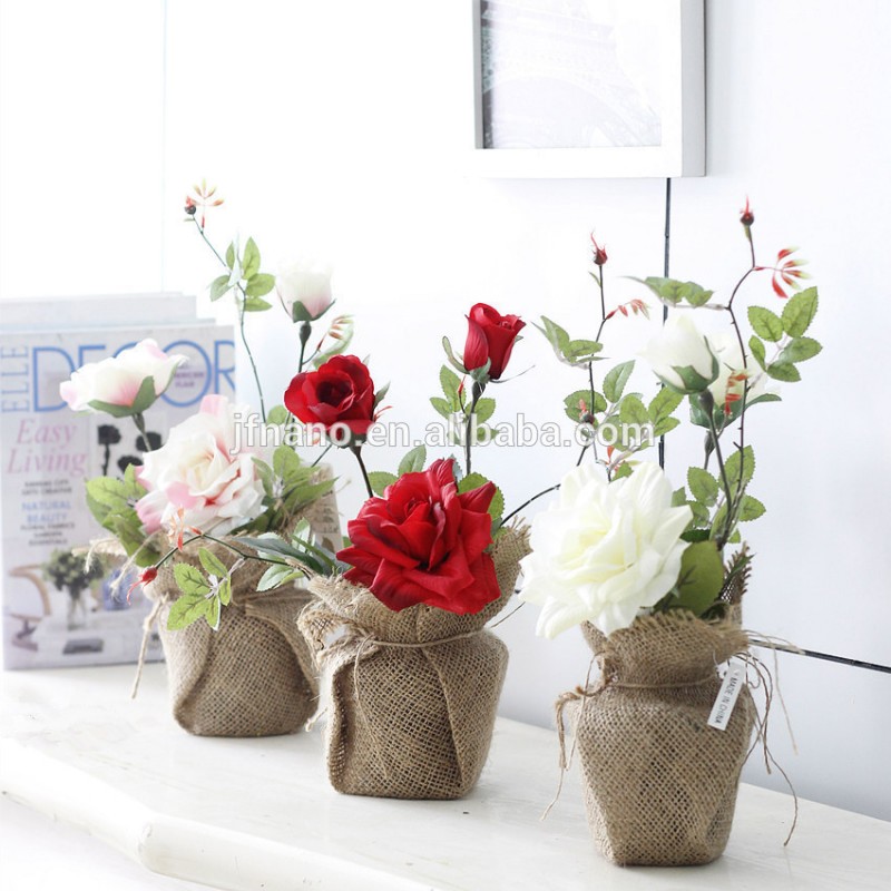 テーブルの結婚式の装飾の人工的なバラの造花アレンジメント花瓶に-造花問屋・仕入れ・卸・卸売り