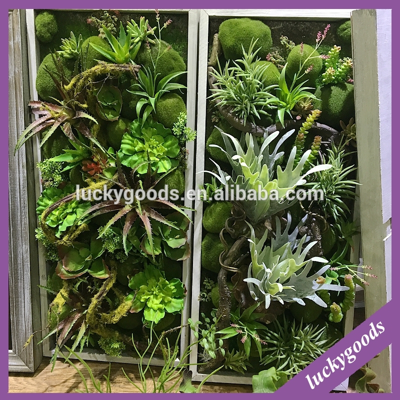 2016熱い販売壁掛け人工多肉植物植物壁-造花問屋・仕入れ・卸・卸売り