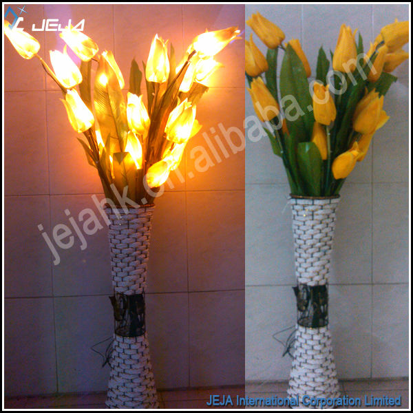 黄色のチューリップの花のled照明、 led深圳造花-造花問屋・仕入れ・卸・卸売り