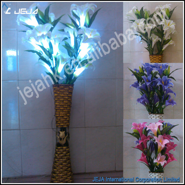led照明白ユリの花、 造花の結婚式の装飾用のled-造花問屋・仕入れ・卸・卸売り