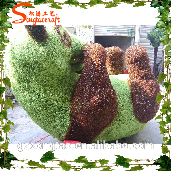 新しい庭の装飾的なトピアリーパンダ型にはめるaritificial緑大きな人工トピアリーカートン-人工芝問屋・仕入れ・卸・卸売り