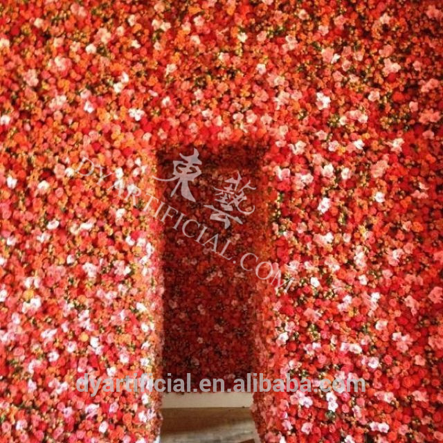 カラフルな造花壁でのwholsaleシルクローズ用ゲート装飾-人工芝問屋・仕入れ・卸・卸売り