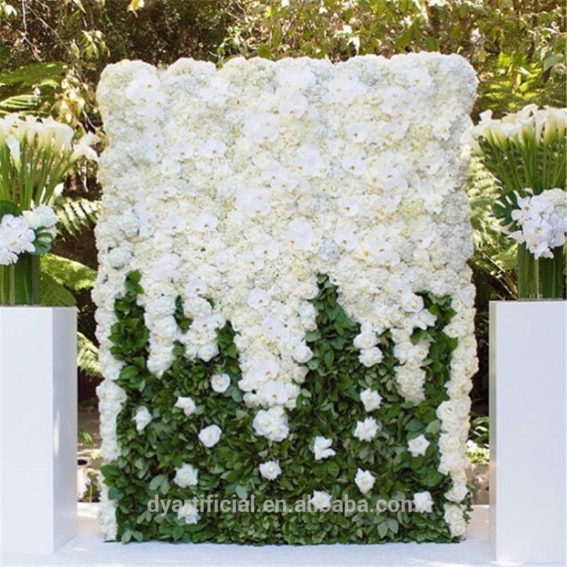 DY053163熱い販売白い人工シルク花壁用結婚式ステージ背景装飾-人工芝問屋・仕入れ・卸・卸売り