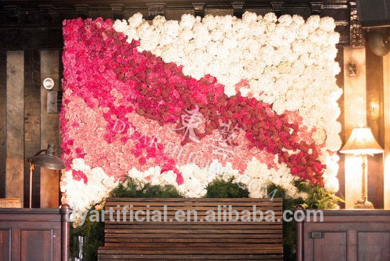 最大白い造花壁/花の背景の結婚式-人工芝問屋・仕入れ・卸・卸売り