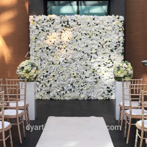 人気のデザイン白い人工シルク花壁用結婚式ステージ背景装飾-人工芝問屋・仕入れ・卸・卸売り