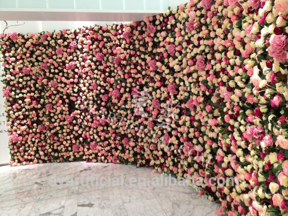 ウェディング造花壁高品質ローズ花背景-人工芝問屋・仕入れ・卸・卸売り