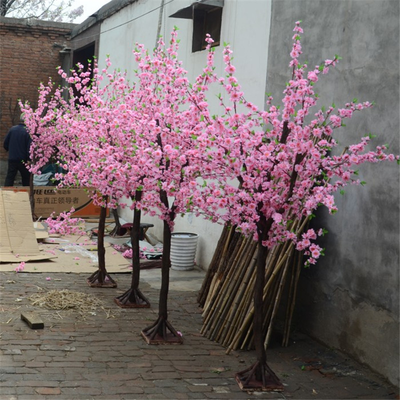 カスタム人工桃の花のツリー、 絹ミニ桜の木の結婚式の装飾-人工樹木問屋・仕入れ・卸・卸売り