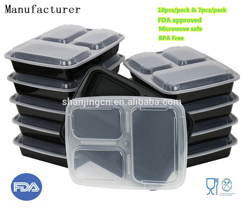 中国工場食事prep食品収納fda が承認bpa フリー プラスチック弁当箱弁当容器3 コンパートメント電子セーフ-食器セット問屋・仕入れ・卸・卸売り
