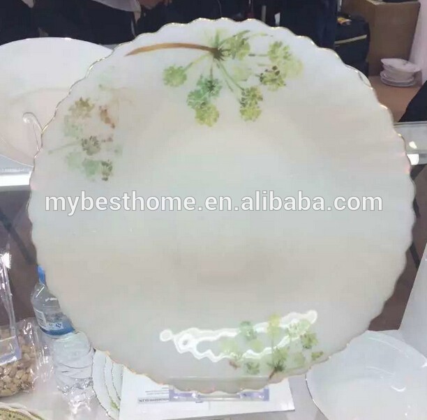 新しい到着の高品質スーパーホワイトディナープレートオパールデカール付きガラス板-皿類問屋・仕入れ・卸・卸売り