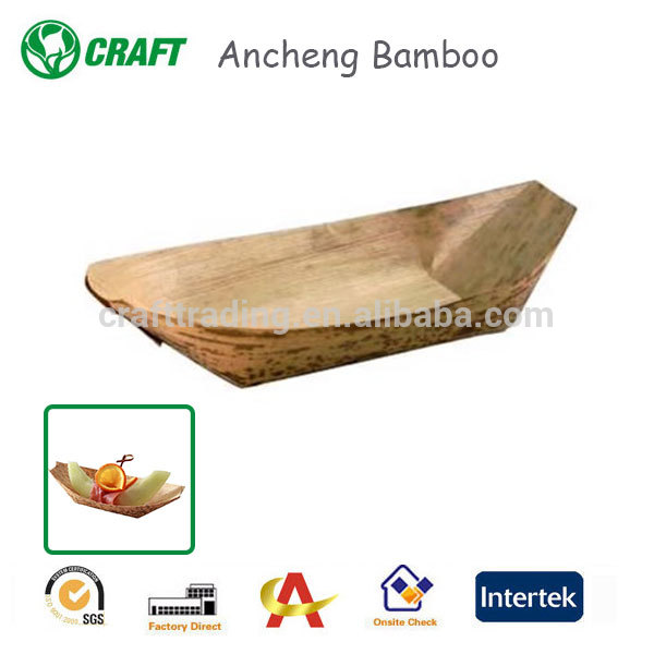 簡単に洗浄し船の形の竹使い捨てプレート卸売-皿類問屋・仕入れ・卸・卸売り