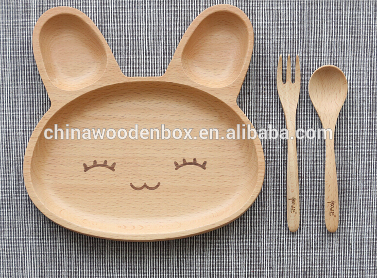 クリエイティブかわいいウサギの木製子供朝食食品プレートトレイ-皿類問屋・仕入れ・卸・卸売り