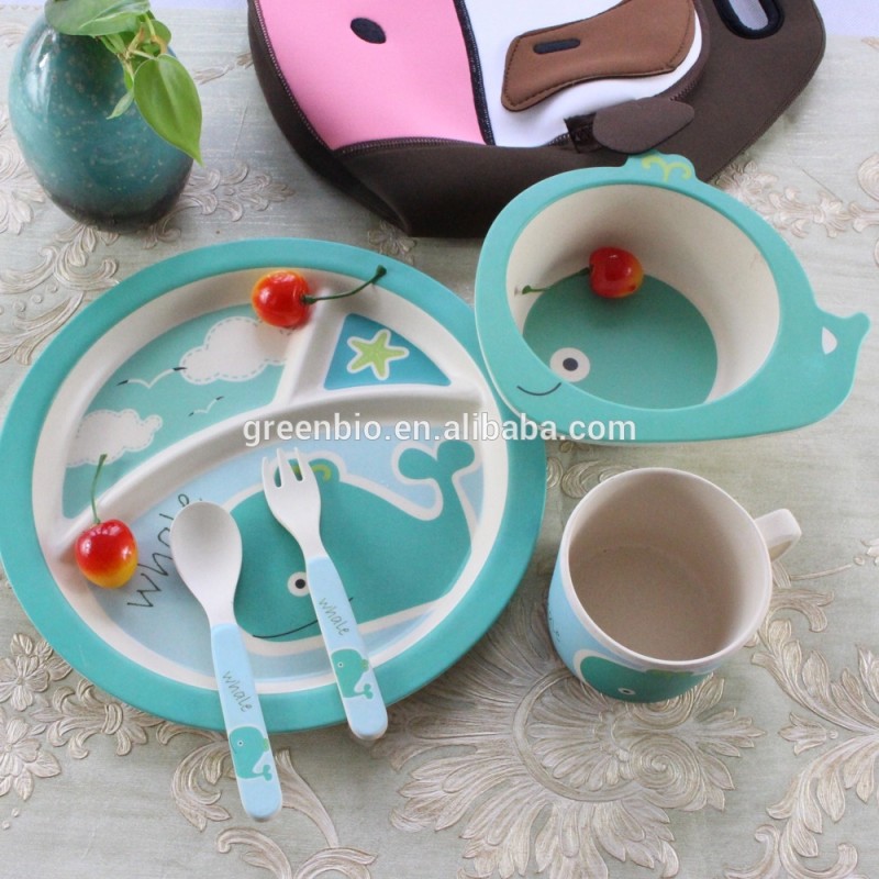 2016バンブーファイバー赤ちゃんボウルカップ皿スプーン子供ディナーセットギフト、子供食器-食器セット問屋・仕入れ・卸・卸売り
