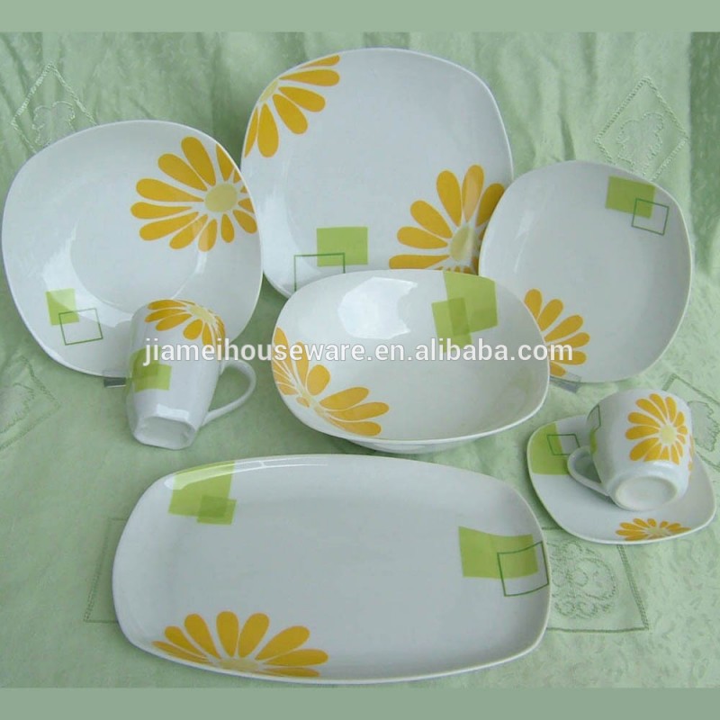 正方形の形状、 モダンなデザインの品質の磁器食器、 毎日の使用のために中国食器セット、 ホームセラミックディナーセット-食器セット問屋・仕入れ・卸・卸売り