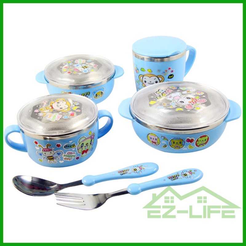 赤ちゃん食品送りスープボウルカップスプーンとフォーク6ピース/セット子供食器セット-食器セット問屋・仕入れ・卸・卸売り