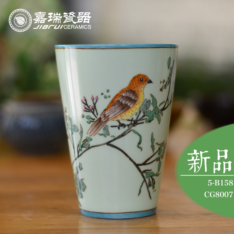 の磁器のコーヒーマグと350ml手塗りの花・鳥-マグカップ問屋・仕入れ・卸・卸売り