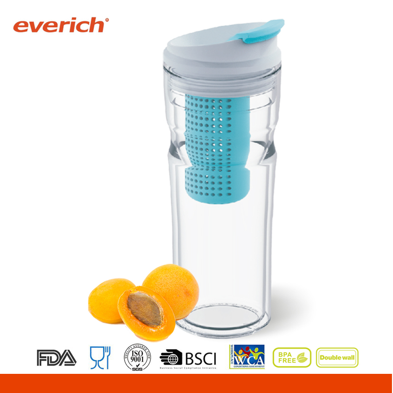 everich16オンスダブルウォールコポリエステルプラスチック水ボトル注入器とフリップリッドには実-水筒問屋・仕入れ・卸・卸売り
