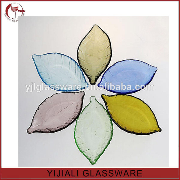 安い色の葉の形のガラス板-皿類問屋・仕入れ・卸・卸売り