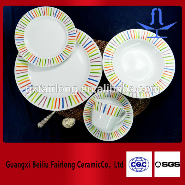 Chromatic stipe round shape dinnerware set porcelain plate-食器セット問屋・仕入れ・卸・卸売り