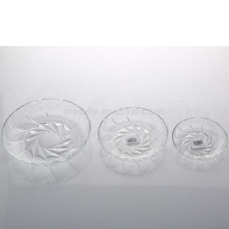 クリアセット3ハリケーン彫刻ラウンドガラス板-皿類問屋・仕入れ・卸・卸売り