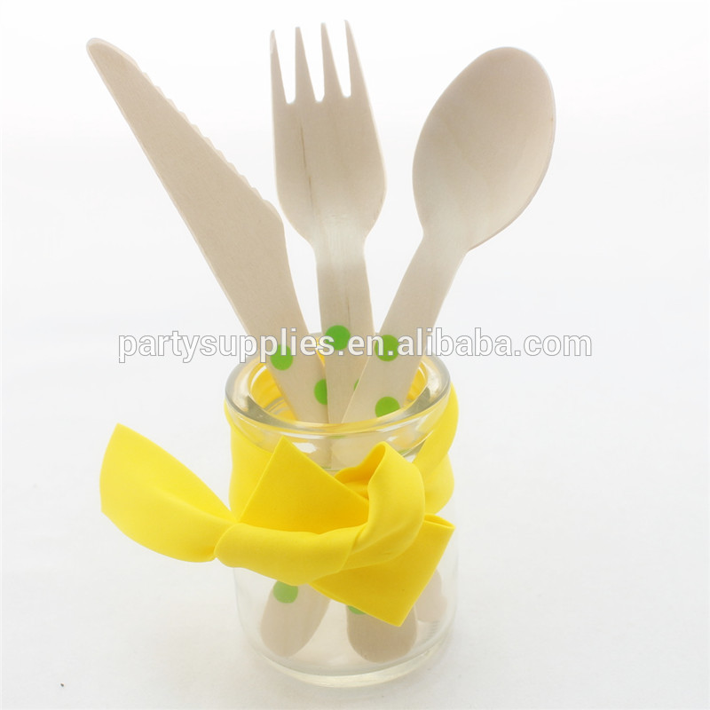 カラフルな木製食器ミミ/木製のフォークとスプーン/ミニdeaaert用の木製スプーン-食器セット問屋・仕入れ・卸・卸売り