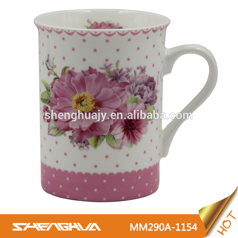新しいボーンチャイナ290ml人気のクールな花柄のデザインとコーヒーマグカップ-マグカップ問屋・仕入れ・卸・卸売り