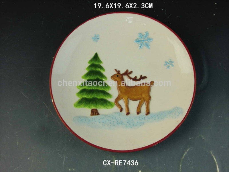 中国板、 卸売価格、 クリスマス模様を持つセラミックプレート、 安いディナープレートクリスマスプレゼントとして-皿類問屋・仕入れ・卸・卸売り