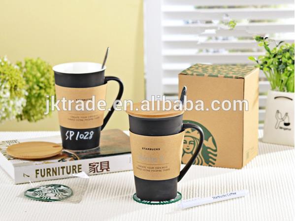 新しいセラミックコーヒースターバックスが書き込み可能なマグカップとスプーン、 蓋とパッド-マグカップ問屋・仕入れ・卸・卸売り