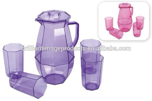 プラスチックと水の投手4bpaフリーカップセット-ポット、やかん問屋・仕入れ・卸・卸売り