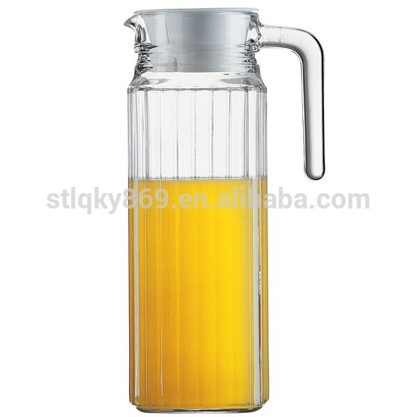 透明なガラスボトルlyj131高品質の垂直1.1リットルバーガラスのジュースジャグ蓋付きガラスの水差し-ポット、やかん問屋・仕入れ・卸・卸売り