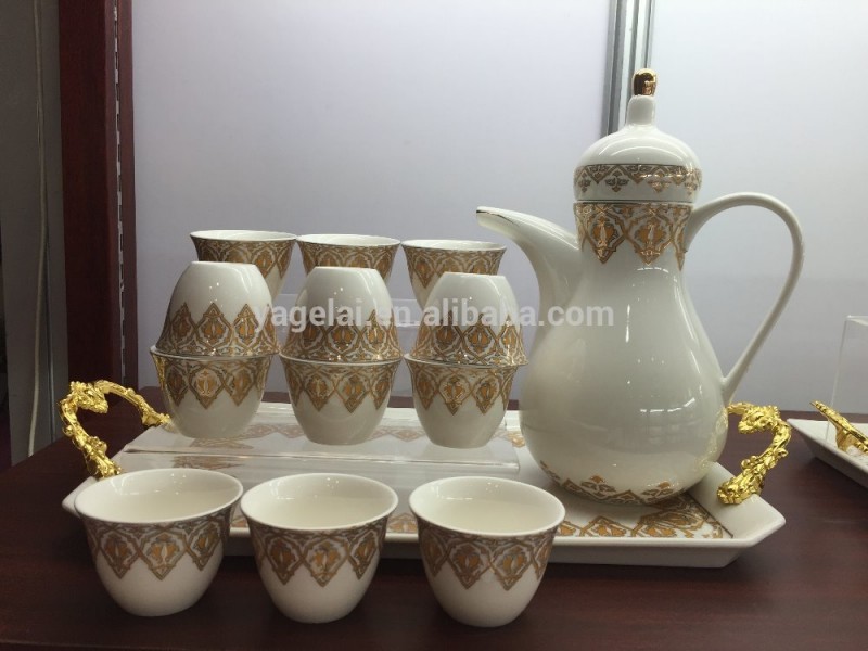 中国磁器コーヒーアラビアcawaカップで潮州ゴールドデカール-コーヒーセット、ティーセット問屋・仕入れ・卸・卸売り
