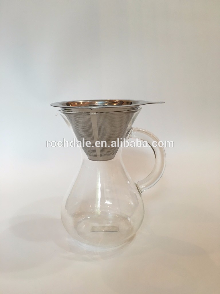 2カップ吹きホウケイ酸ガラス手動ドリップ上に注ぐコーヒーメーカーステンレス鋼フィルターハンドル-コーヒーセット、ティーセット問屋・仕入れ・卸・卸売り