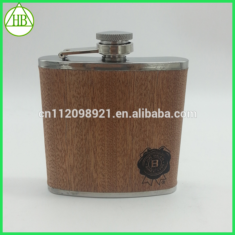 新製品6 オンス ステンレス鋼屋外木製ヒップ フラスコ用男性-スキットル問屋・仕入れ・卸・卸売り
