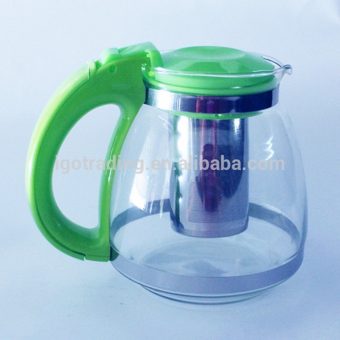 1.2 lガラスティーポット注入器でプラスチックハンドル用飲料-コーヒーセット、ティーセット問屋・仕入れ・卸・卸売り