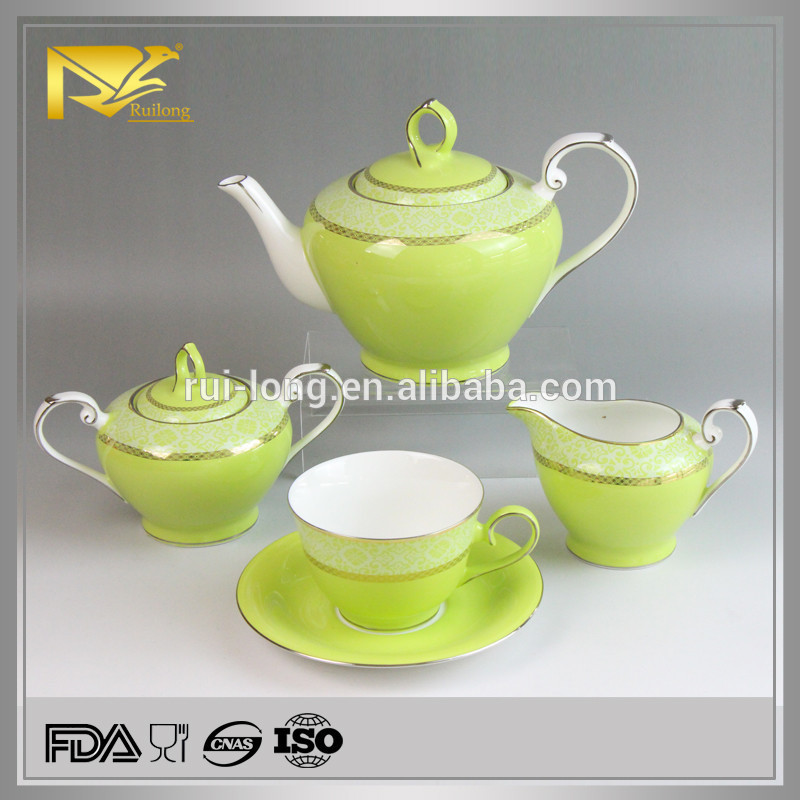 カスタムお茶セットセラミック陶器緑、 中国の磁器のティーセット、 ファンシー紅茶セット-コーヒーセット、ティーセット問屋・仕入れ・卸・卸売り