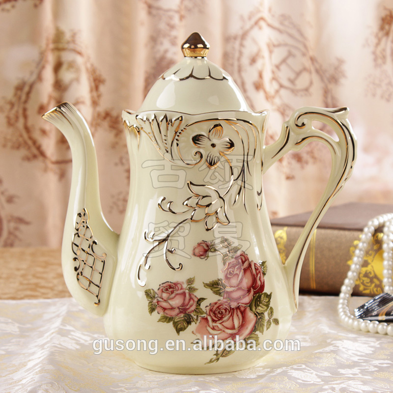 新しい設計王室の磁器金メッキお茶のポットコーヒーポット-コーヒーセット、ティーセット問屋・仕入れ・卸・卸売り