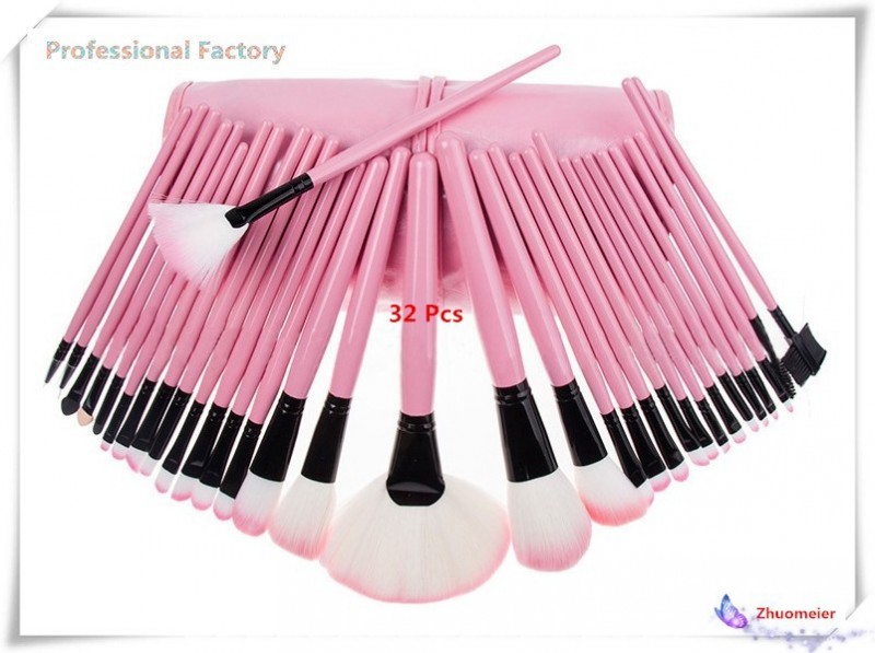 女性のピンク32個pincelmaquiagemツールを作るプロの優れたソフトな化粧品メイクアップブラシセットキット+ポーチバッグケース問屋・仕入れ・卸・卸売り