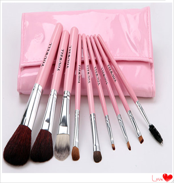 プロの9pcs/set3色プラスチックハンドルのヤギの毛化粧品メイクアップブラシセット女性のための美容メイクアップ問屋・仕入れ・卸・卸売り