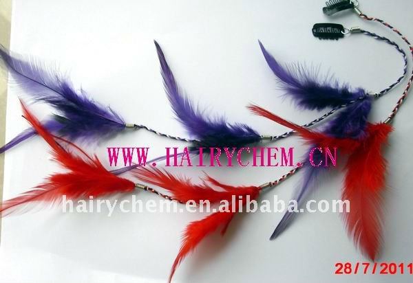 2011熱い販売のファッショングリズリーオンドリの羽のヘアエクステンションクリップ、 ペイパル問屋・仕入れ・卸・卸売り