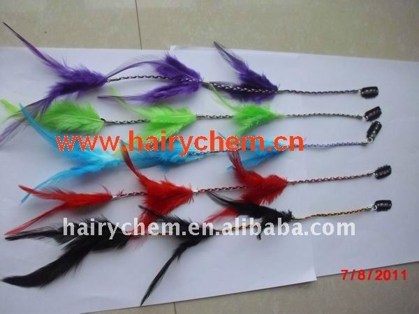 2011熱い販売本物のオンドリの羽のヘアエクステンションクリップ問屋・仕入れ・卸・卸売り