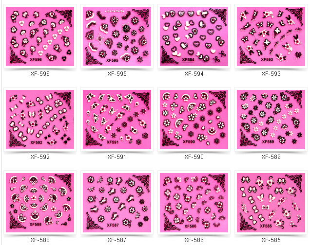 3dステッカーネイルアートネイルアートのヒントdecal3dデカールステッカー黒蝶白flower***xf549- 579**問屋・仕入れ・卸・卸売り